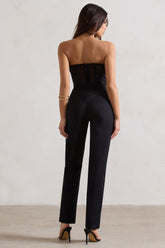Black Corset Style Tailored Straight-Leg Jumpsuit
